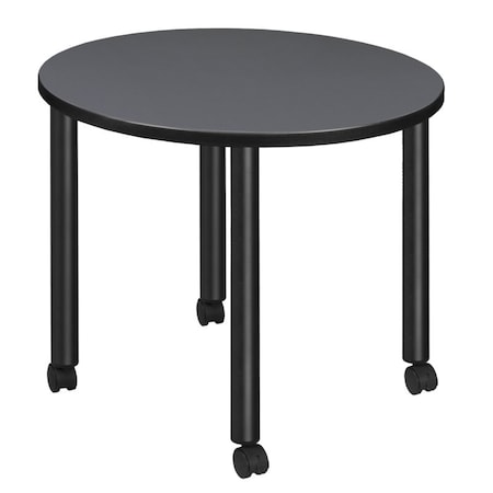 Regency Kee Mobile Tables, 30 W, 30 L, 29 H, Wood, Metal Top, Grey TBMC30RNDGYBK